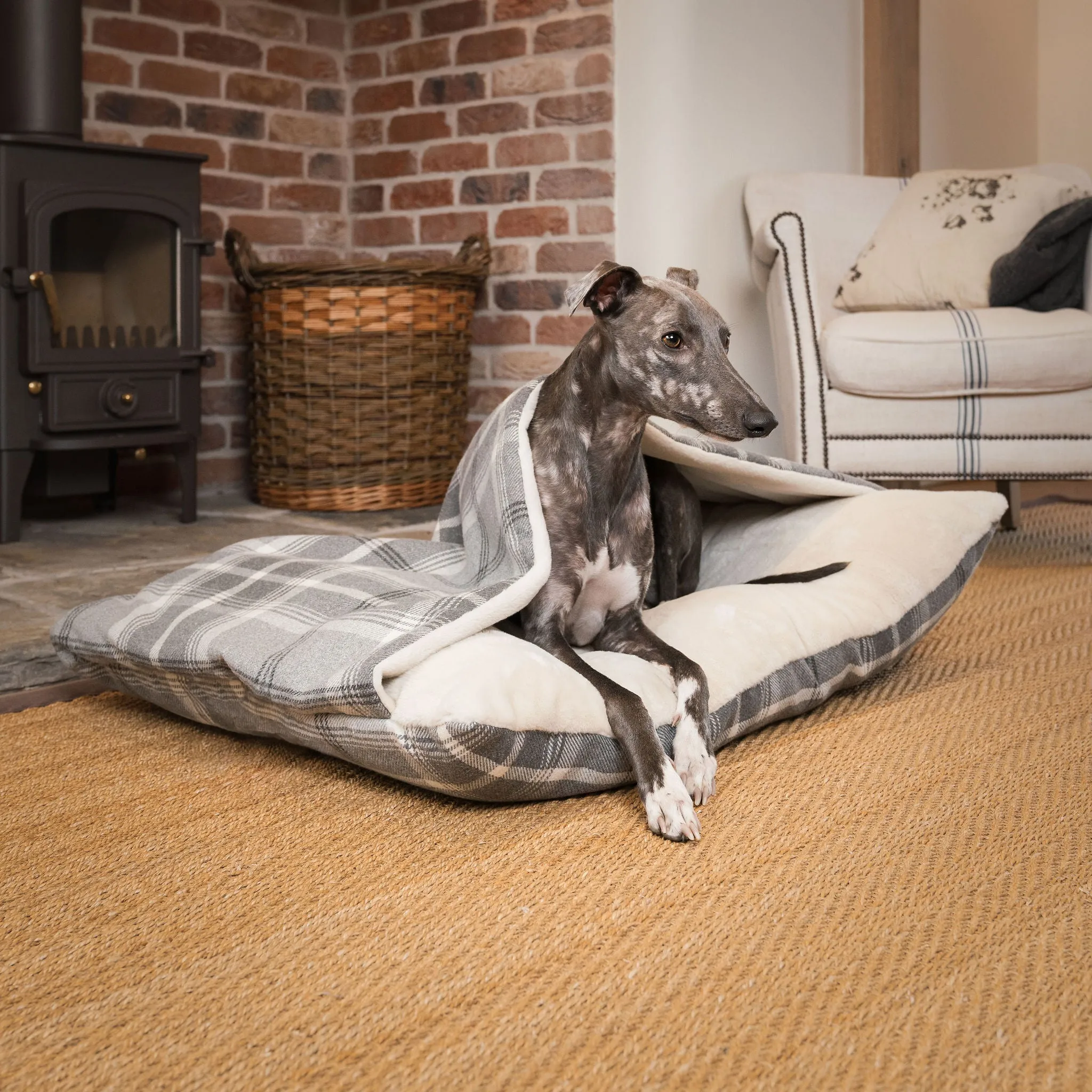 Sleepy Burrows Bed With Removable Cover in Balmoral Dove Grey Tweed by Lords & Labradors