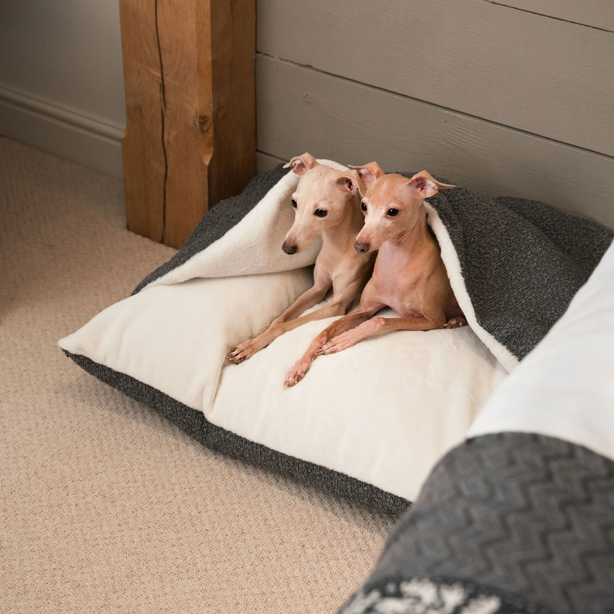 Sleepy Burrows Bed With Removable Cover in Granite Bouclé by Lords & Labradors