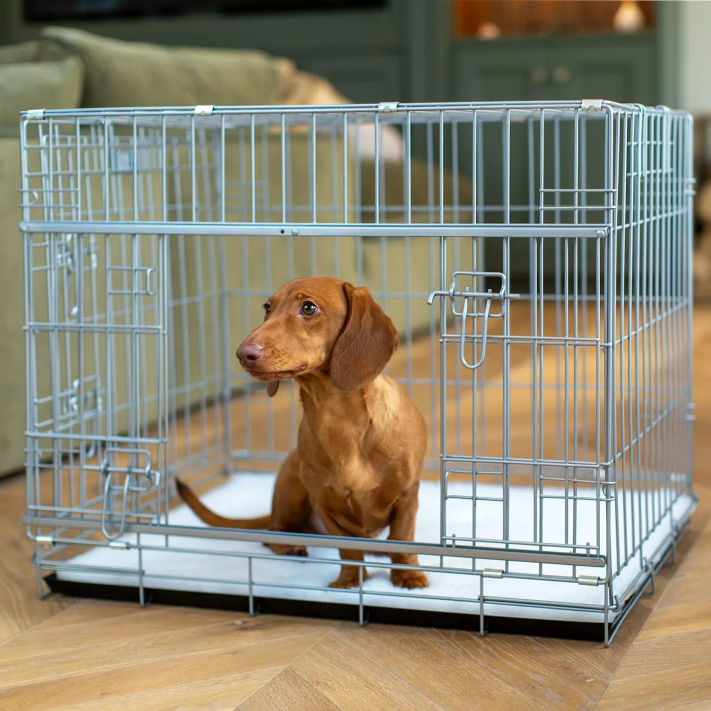 Sliding Door Dog Crate in Grey by Lords & Labradors