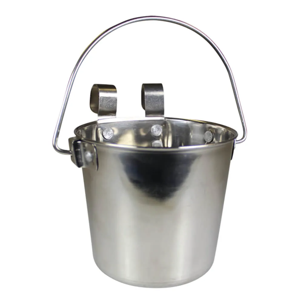 Stainless Steel Pail, Flat Sided Hook-On with Rivets