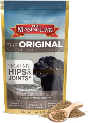 The Missing Link Original Hips & Joints Powder, All-Natural Veterinarian Formulated Superfood Dog Supplement, Balanced Omegas 3 & 6   Glucosamine   Dietary Fiber for Mobility & Digestive Health