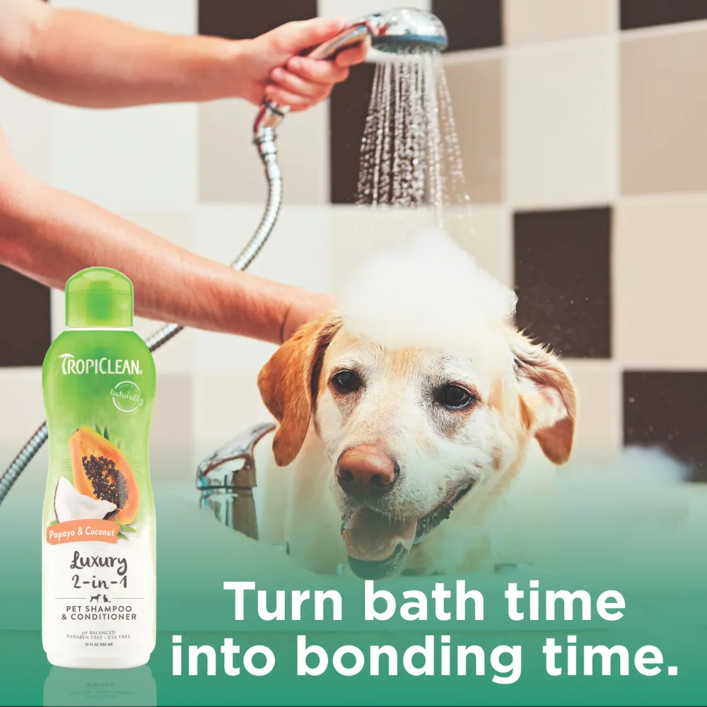 Tropiclean Papaya & Coconut 2 in 1 Shampoo & Conditioner for Dogs and Cats