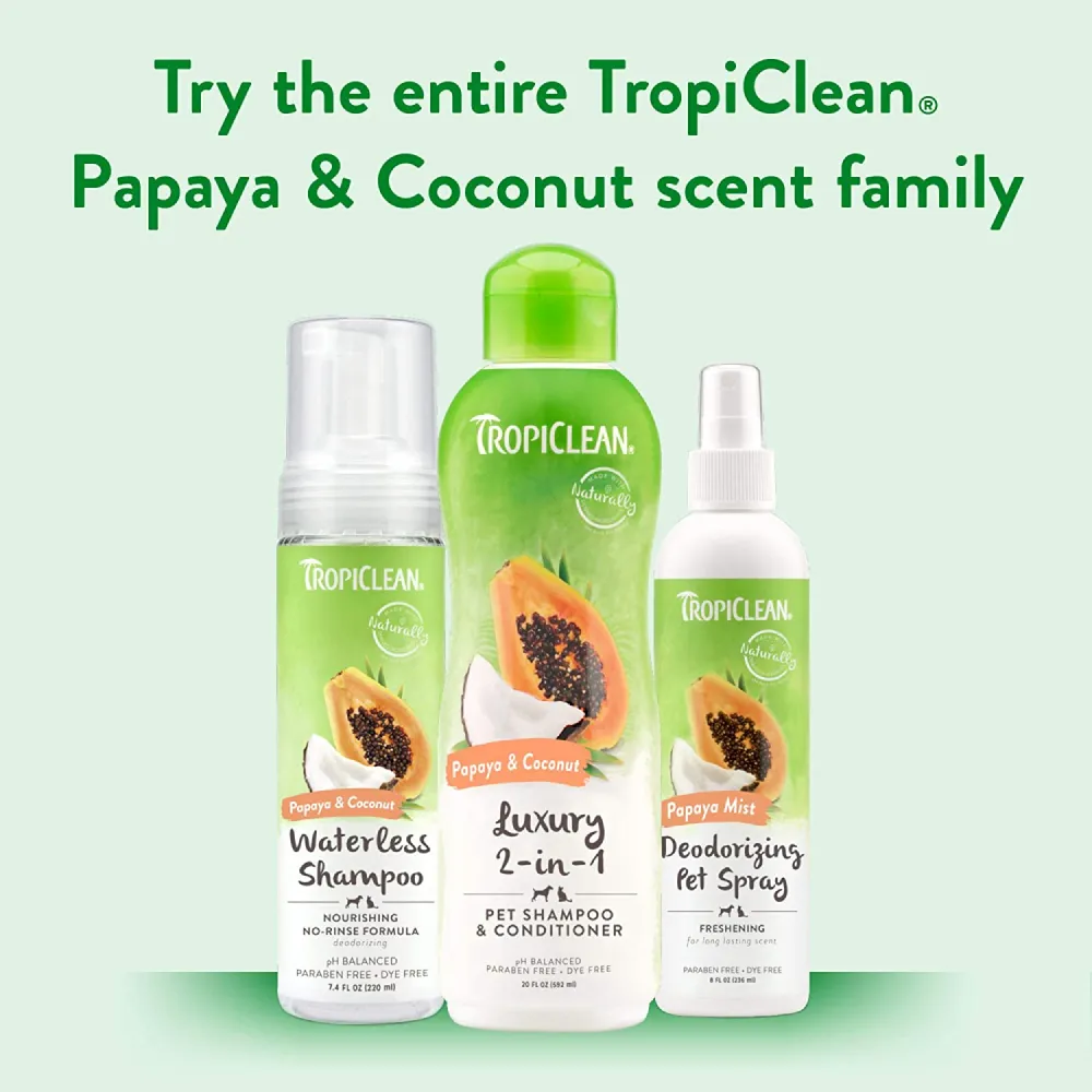 Tropiclean Papaya & Coconut 2 in 1 Shampoo & Conditioner for Dogs and Cats