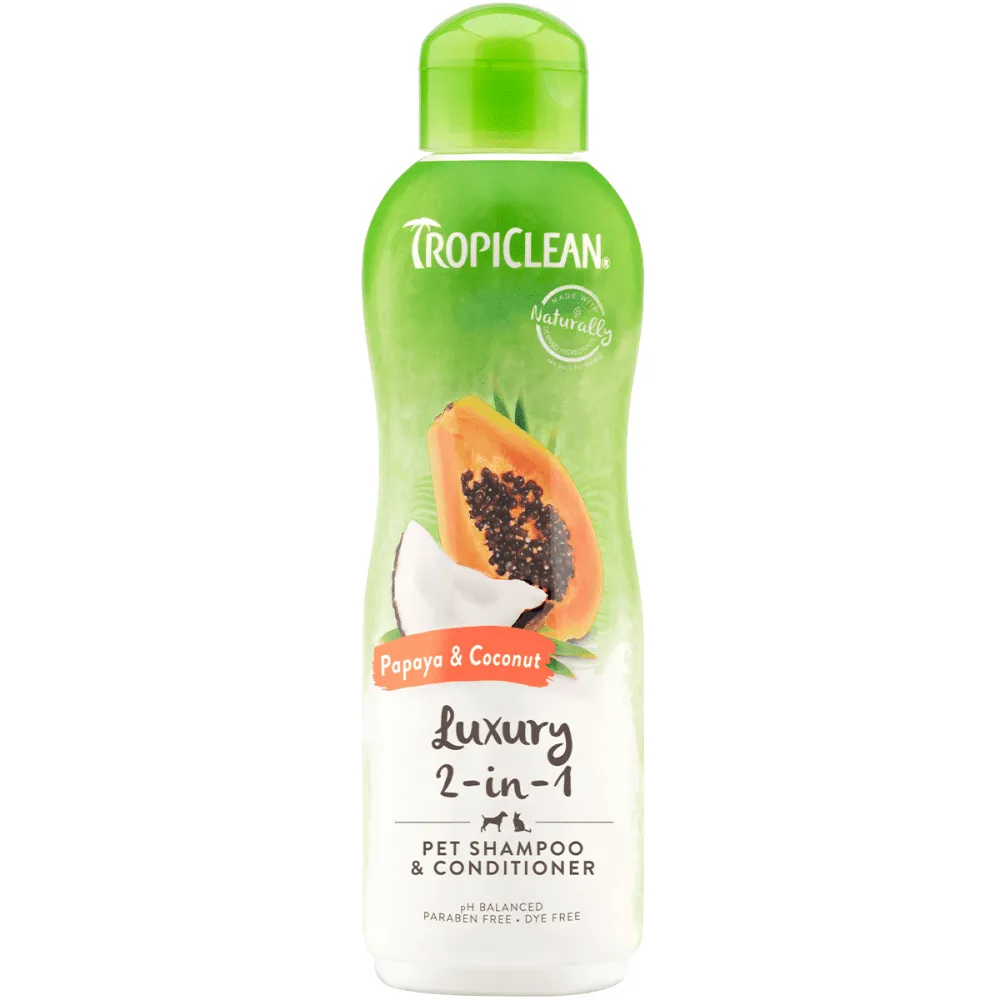 Tropiclean Papaya & Coconut 2 in 1 Shampoo & Conditioner for Dogs and Cats