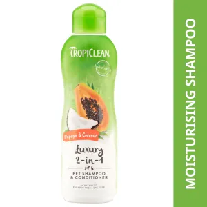 Tropiclean Papaya & Coconut 2 in 1 Shampoo & Conditioner for Dogs and Cats