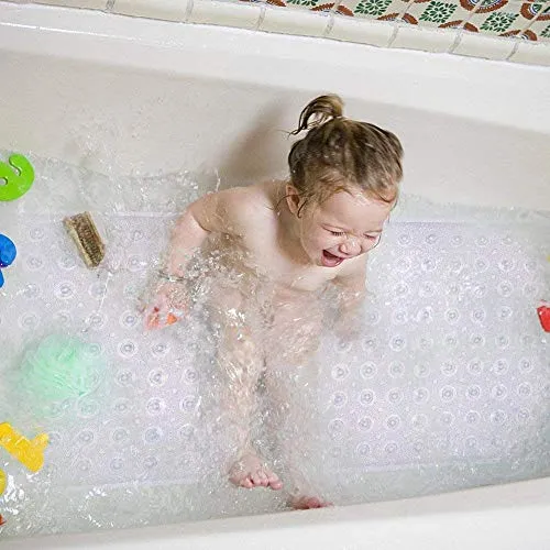 WHOLE MART® Rubber Bath Mat for Bathtub and Shower, Anti Slip, Anti Bacterial, Mold Resistant, 16 x 40 inches (Large Size)