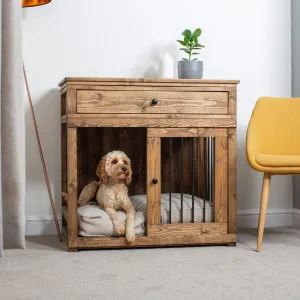 Wooden Sliding Door Broadsand Dog Crate with Drawer by Lords & Labradors