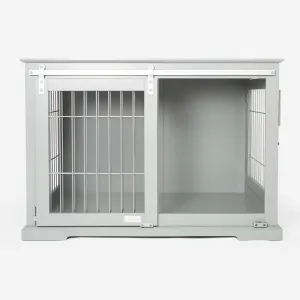 Wooden Sliding Door Dog Crate in Grey by Lords & Labradors