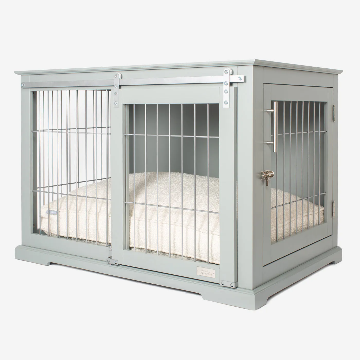 Wooden Sliding Door Dog Crate in Grey by Lords & Labradors