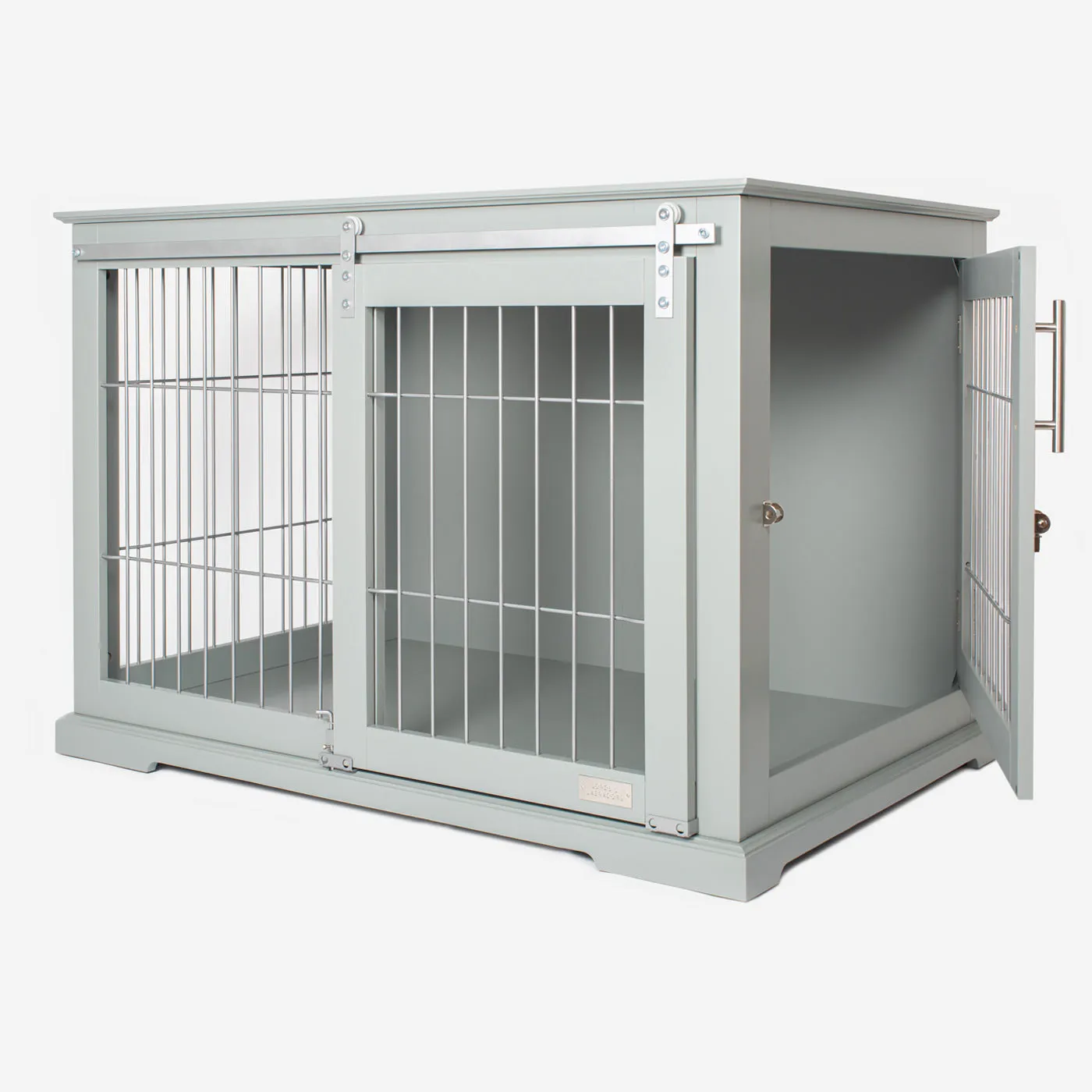 Wooden Sliding Door Dog Crate in Grey by Lords & Labradors