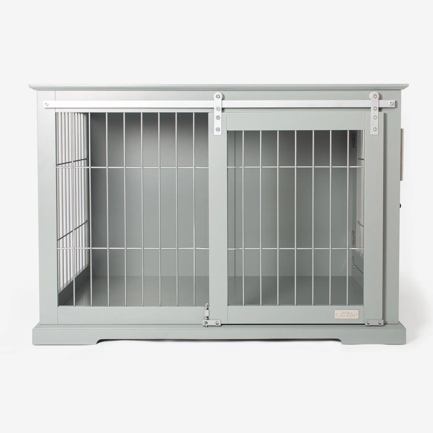 Wooden Sliding Door Dog Crate in Grey by Lords & Labradors