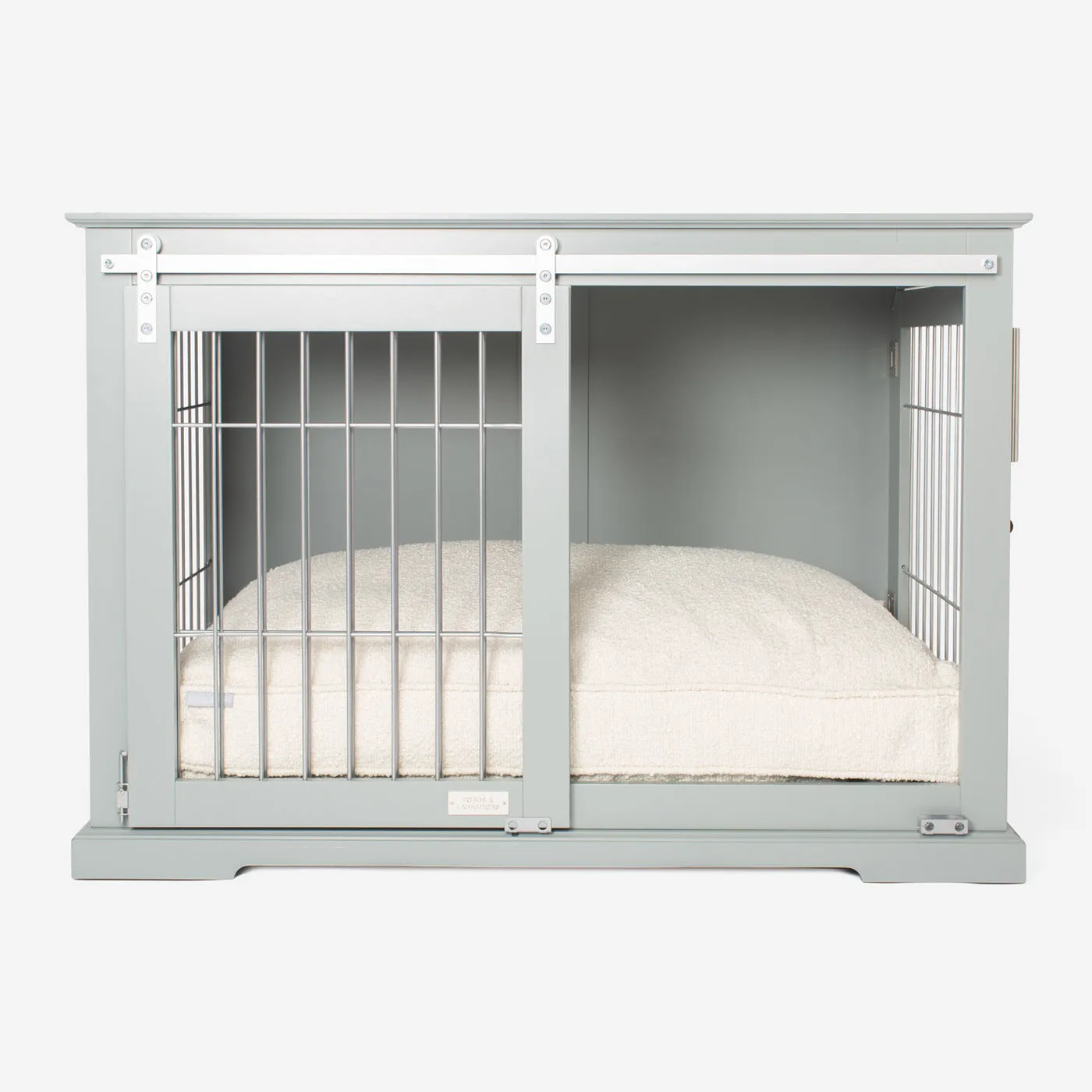 Wooden Sliding Door Dog Crate in Grey by Lords & Labradors