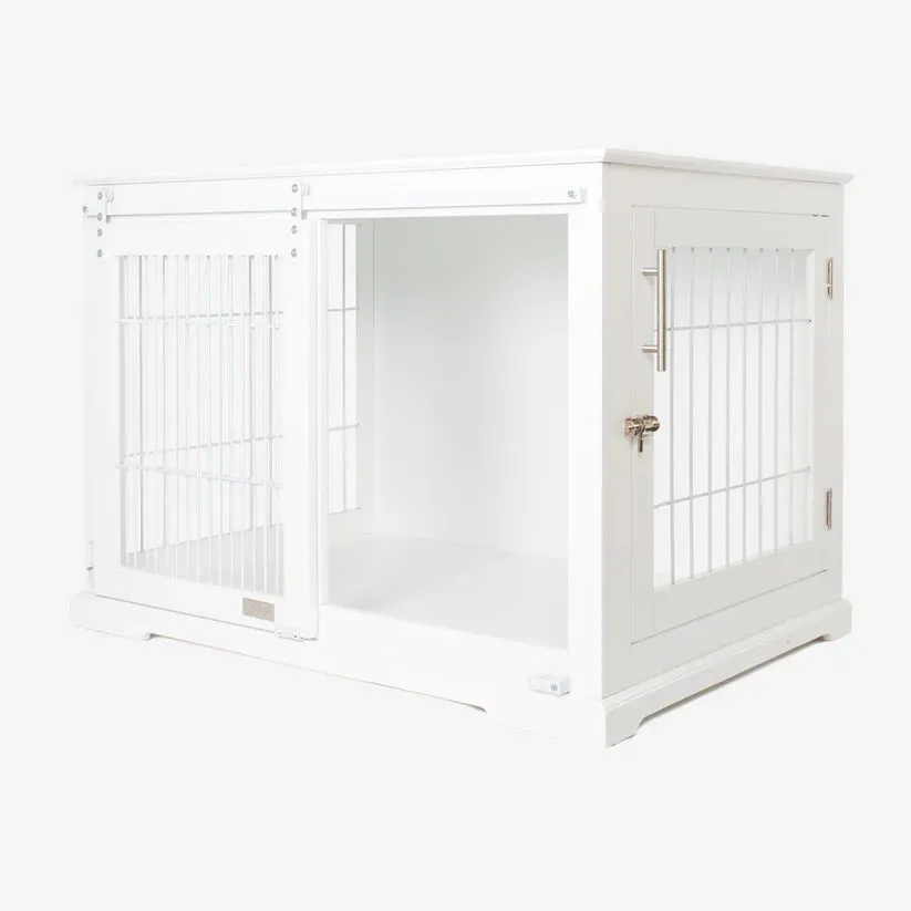 Wooden Sliding Door Dog Crate in White or Grey