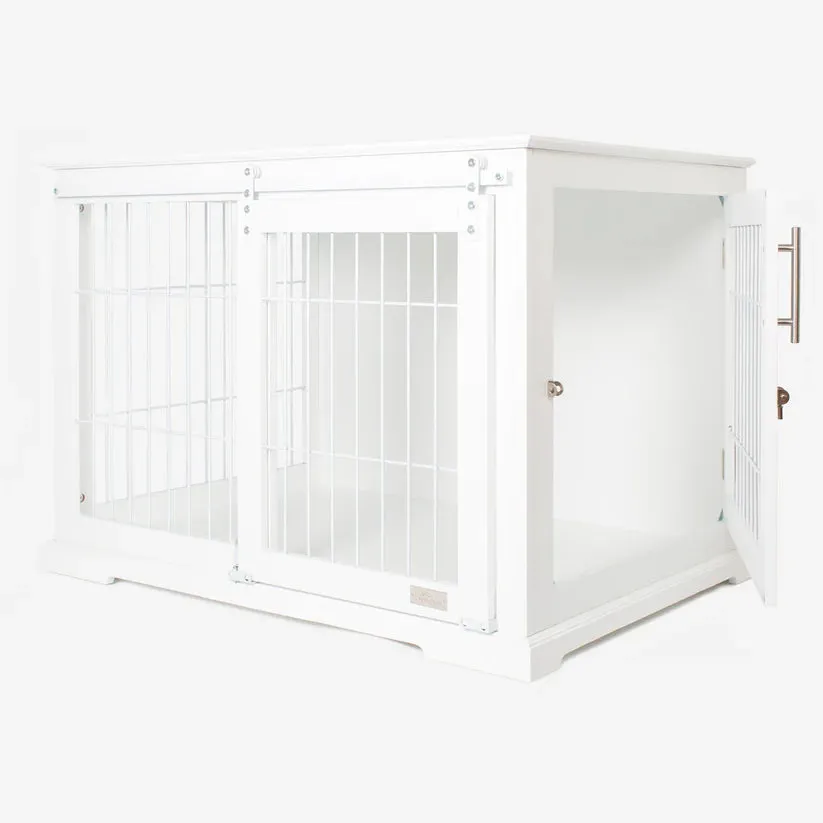 Wooden Sliding Door Dog Crate in White or Grey