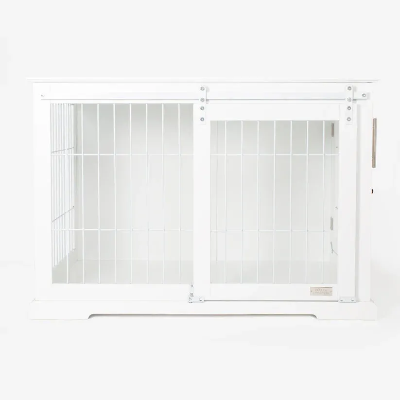 Wooden Sliding Door Dog Crate in White or Grey