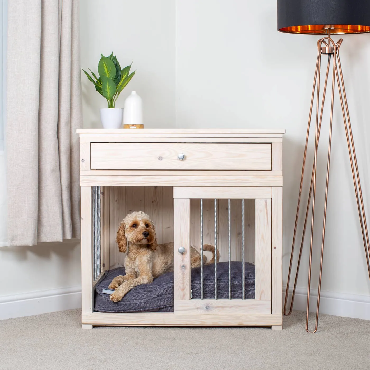 Wooden Sliding Door Salcombe Dog Crate with Drawer by Lords & Labradors