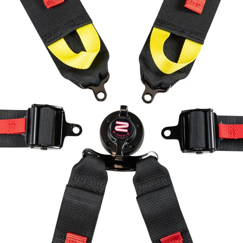 Zamp 6-Point Camlock Harness - Individual HANS/HNR Ready Harness / 2" Lap - Pull Down Adjust - Bolt-In/Wrap Around - FIA 8853-2016 - Black