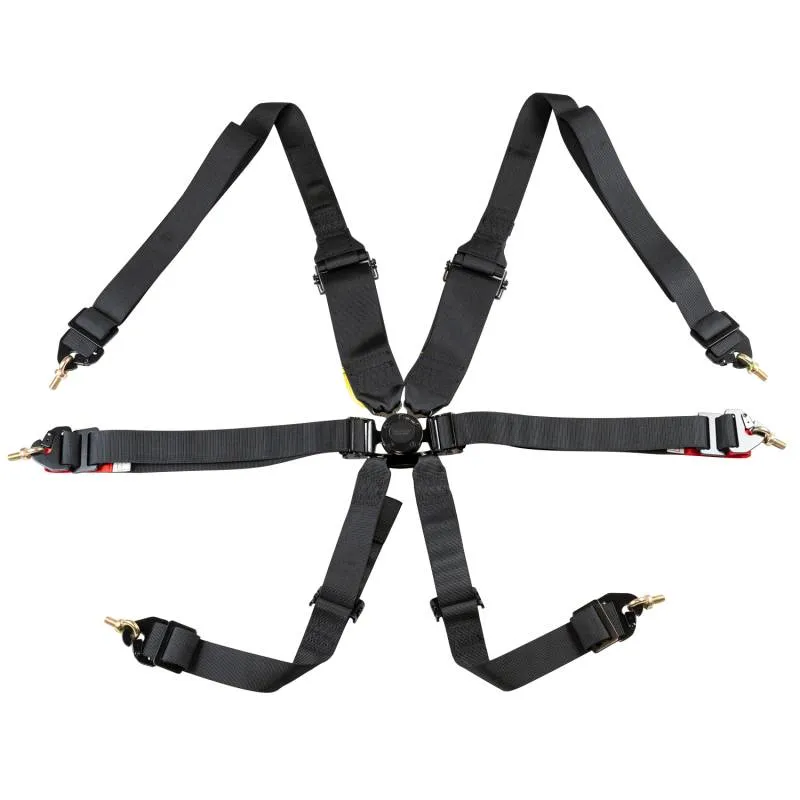 Zamp 6-Point Camlock Harness - Individual HANS/HNR Ready Harness / 2" Lap - Pull Down Adjust - Bolt-In/Wrap Around - FIA 8853-2016 - Black